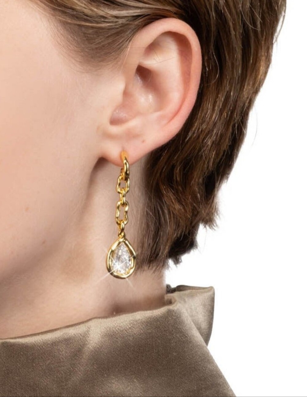Alexis Bittar Asterales Gold Link Pear Drop Earring - Picture 3 of 5